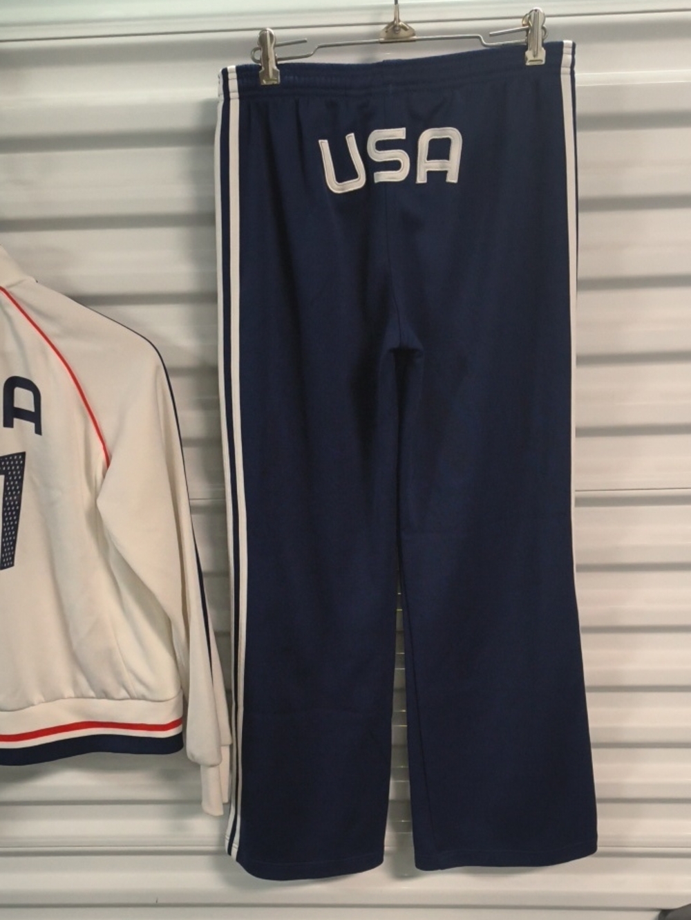 Vtg Adidas Team USA Track Jacket Full Zip Striped Pocket Athletic White+ Joggers - Picture 9 of 16